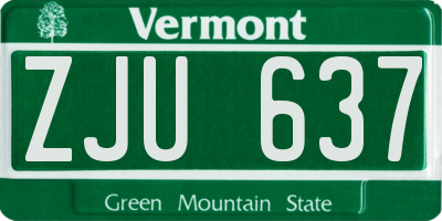 VT license plate ZJU637