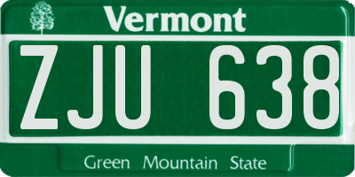 VT license plate ZJU638