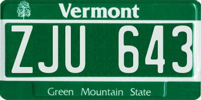 VT license plate ZJU643