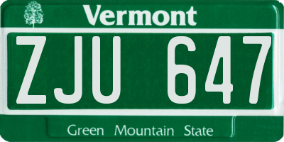 VT license plate ZJU647
