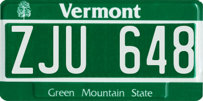 VT license plate ZJU648