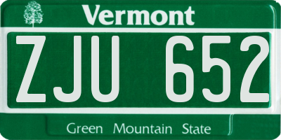 VT license plate ZJU652