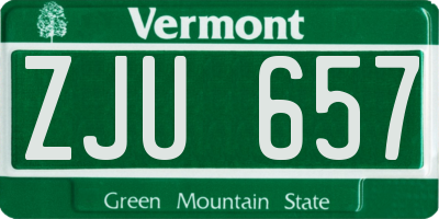 VT license plate ZJU657