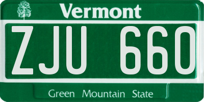 VT license plate ZJU660