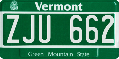 VT license plate ZJU662