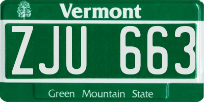 VT license plate ZJU663