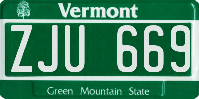 VT license plate ZJU669