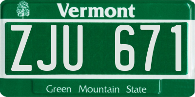 VT license plate ZJU671