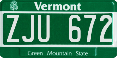 VT license plate ZJU672