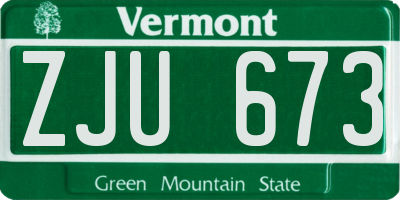 VT license plate ZJU673