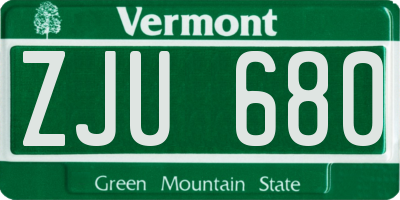 VT license plate ZJU680