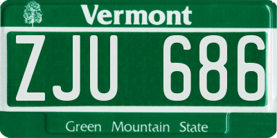 VT license plate ZJU686