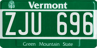 VT license plate ZJU696