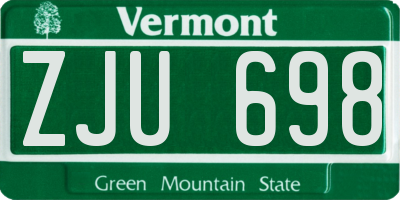 VT license plate ZJU698