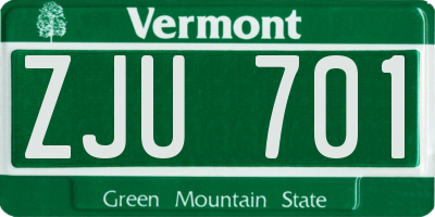 VT license plate ZJU701