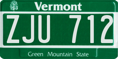 VT license plate ZJU712