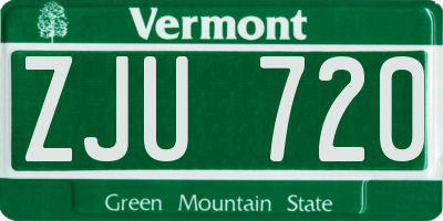 VT license plate ZJU720