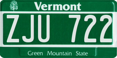 VT license plate ZJU722