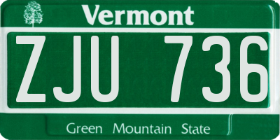 VT license plate ZJU736