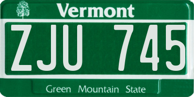VT license plate ZJU745