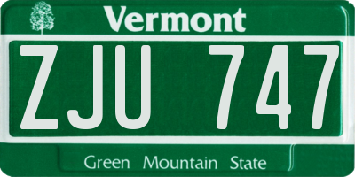 VT license plate ZJU747