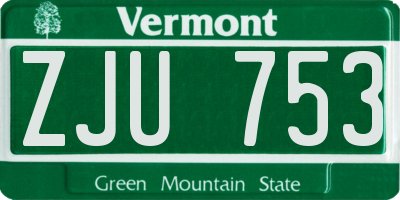 VT license plate ZJU753