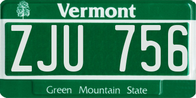 VT license plate ZJU756