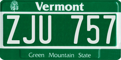 VT license plate ZJU757