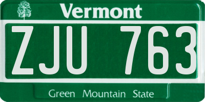 VT license plate ZJU763
