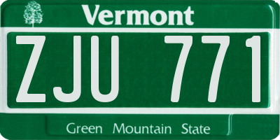 VT license plate ZJU771