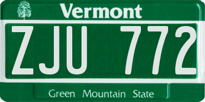 VT license plate ZJU772