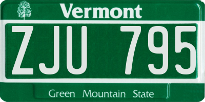 VT license plate ZJU795