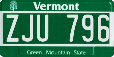 VT license plate ZJU796