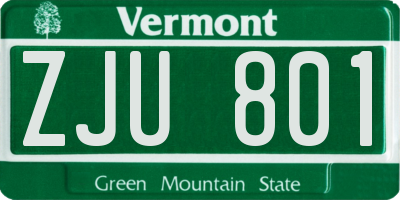 VT license plate ZJU801