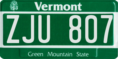 VT license plate ZJU807
