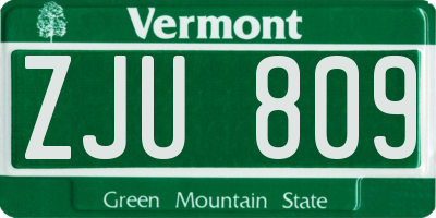 VT license plate ZJU809