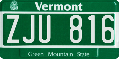 VT license plate ZJU816