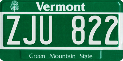 VT license plate ZJU822