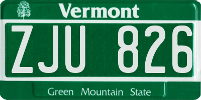 VT license plate ZJU826