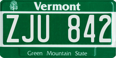 VT license plate ZJU842