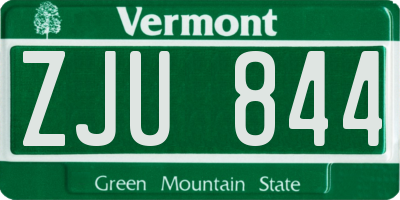 VT license plate ZJU844