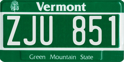 VT license plate ZJU851