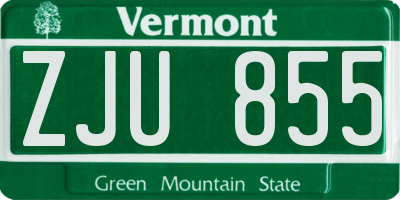 VT license plate ZJU855