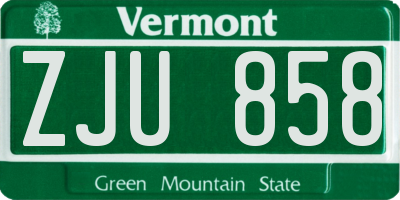 VT license plate ZJU858