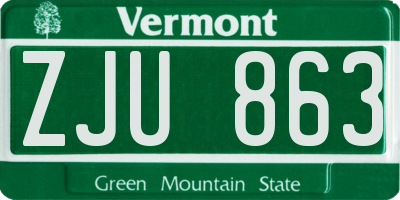 VT license plate ZJU863