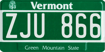 VT license plate ZJU866