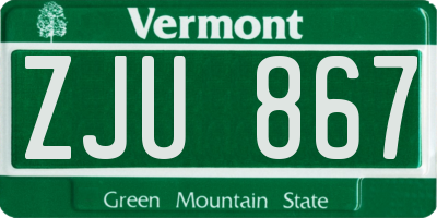 VT license plate ZJU867
