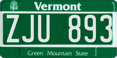 VT license plate ZJU893