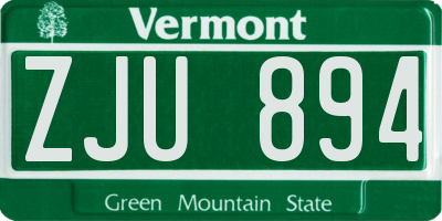 VT license plate ZJU894