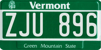 VT license plate ZJU896